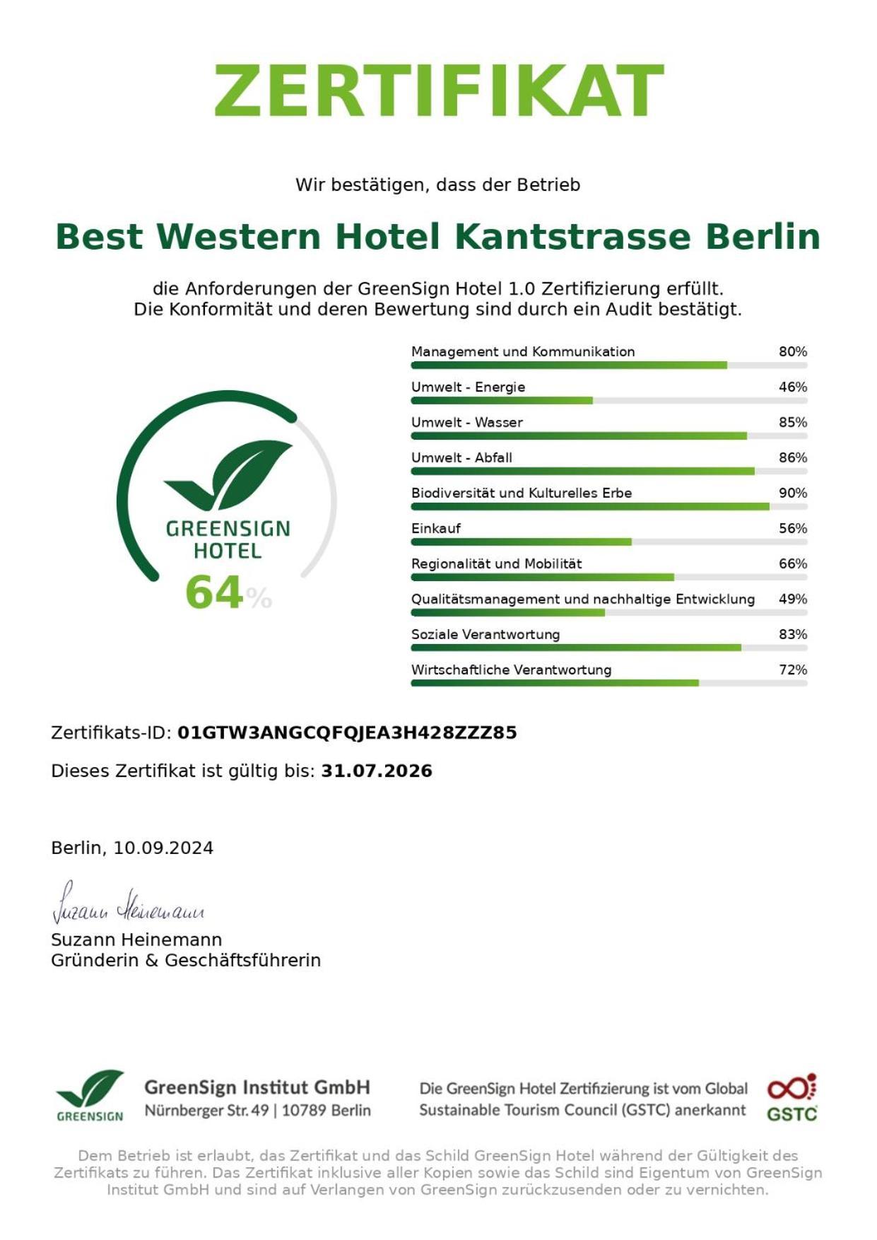 Best Western Hotel Kantstrasse Berlin Dış mekan fotoğraf